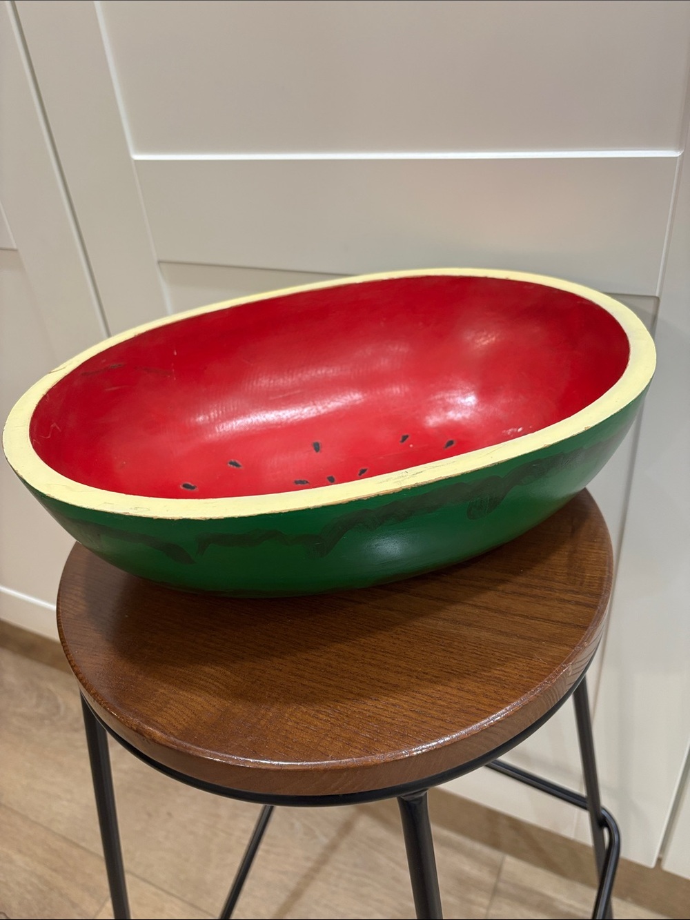 Hand-Painted Watermelon Bowl - Red & Green